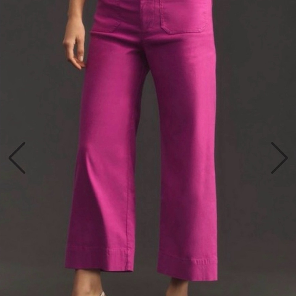 Maeve Wide Leg Crop Pants in Vibrant Magenta